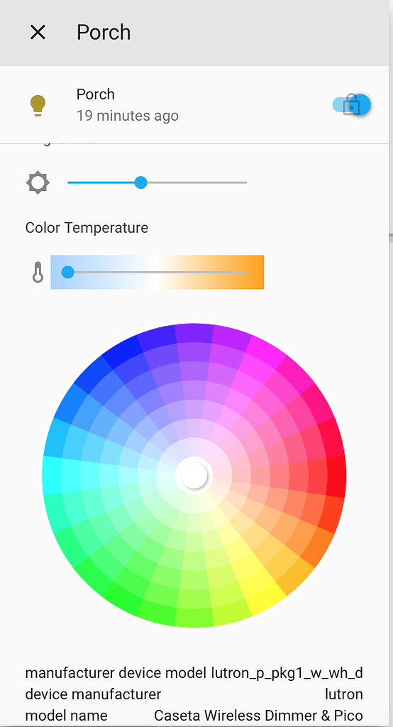 [Wink + Lutron Caseta] Unwanted Color Temp/Wheel Configuration Home