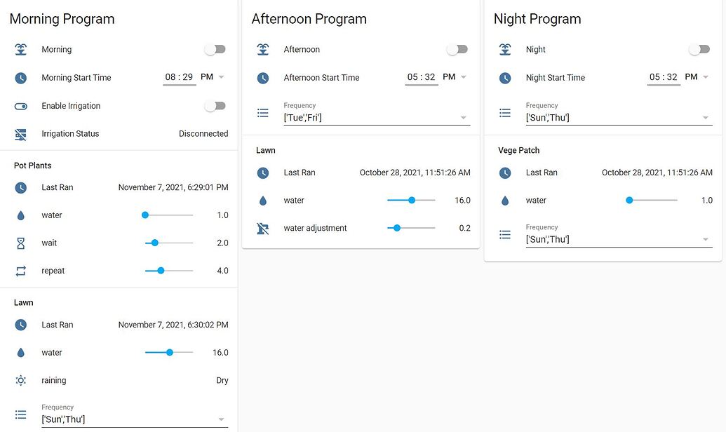 Irrigation Custom Component with Custom Card Custom Integrations