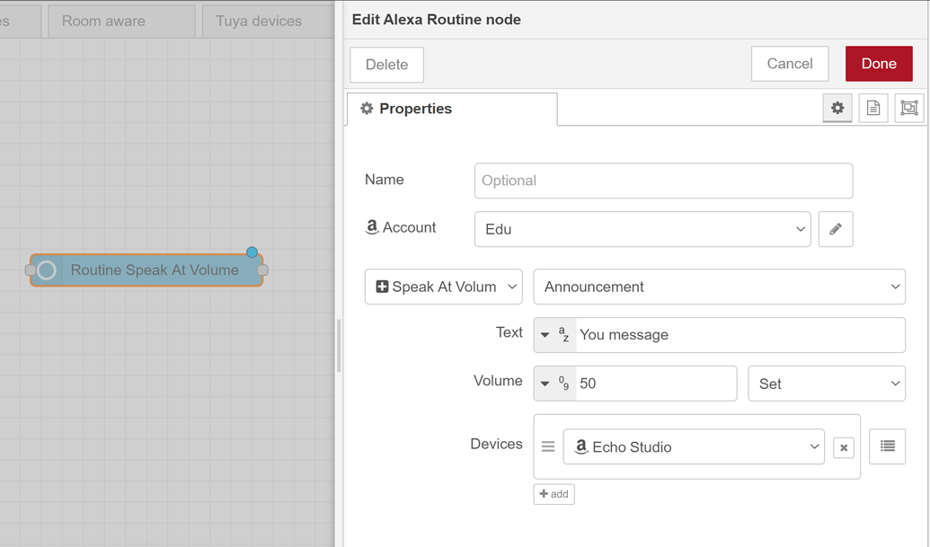 Can I set volume of Alexa Announcement? NodeRED Home Assistant Community