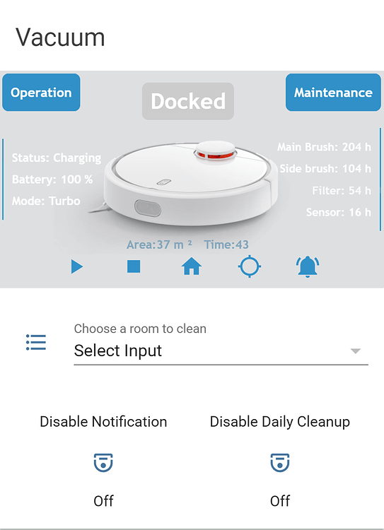 Xiaomi Vacuum cleaner Card Dashboards & Frontend Home Assistant