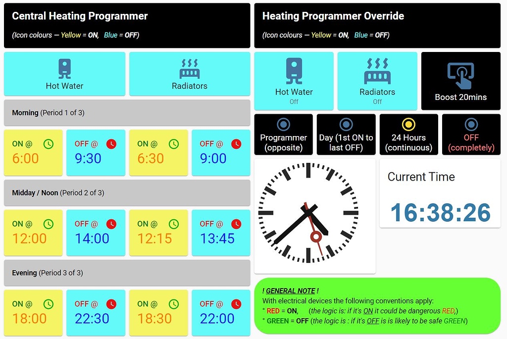Radio Buttons for a Central Heating Sytsem Configuration Home