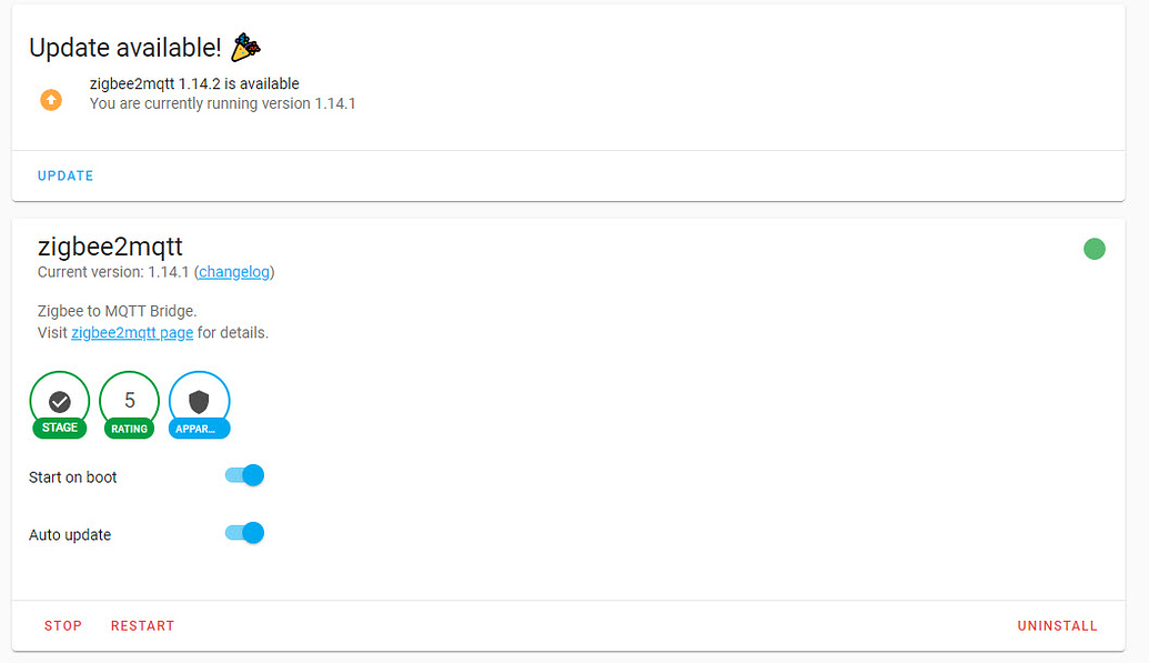 Update zigbee2mqtt from 1.4.0 to 1.7.1 - Home Assistant OS - Home ...