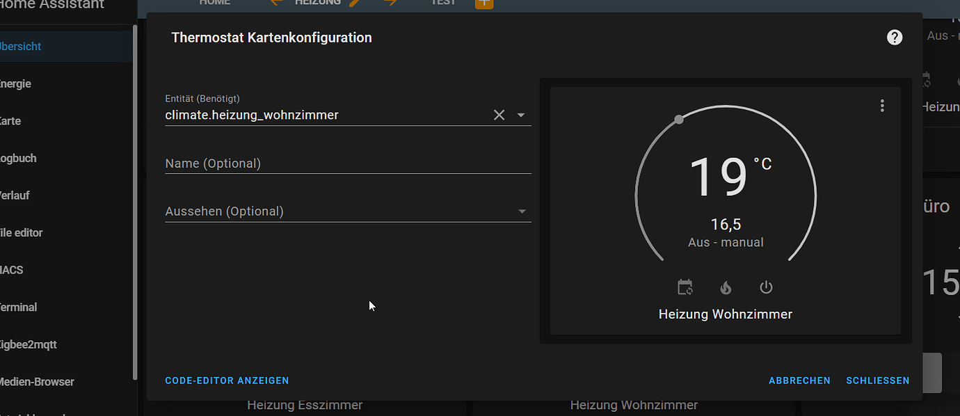 Thermostat Card & Lovelace Customize template Frontend Home