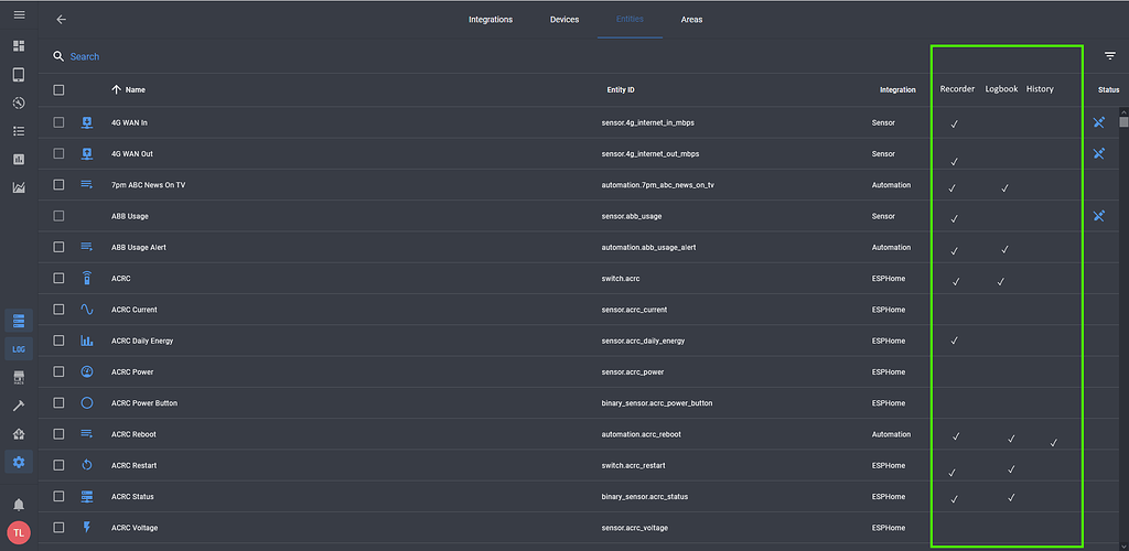 Make Recorder Logbook and History Includes avaialable for editing on