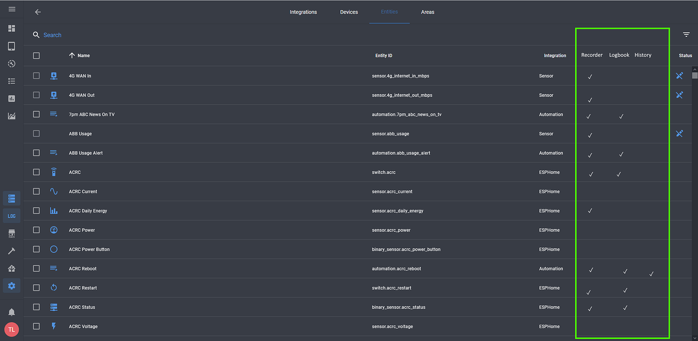 Make Recorder Logbook and History Includes avaialable for editing on