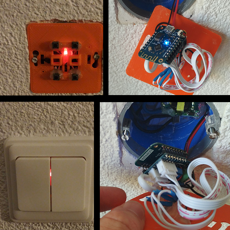 Momentary switches with standard wall switch material and ESP8266 and MQTT Hardware Home