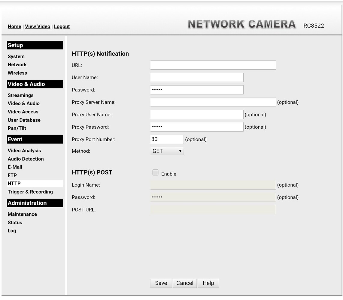How to setup motion sensor from Vera cameras Configuration Home