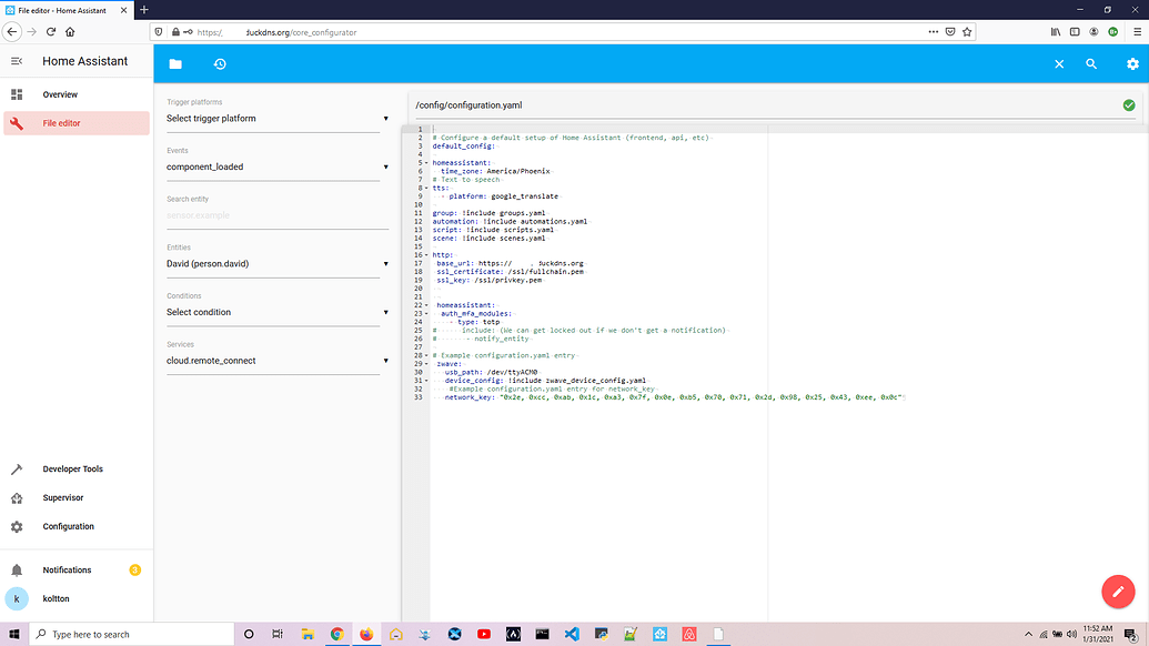 Automating Home Assistant from Install & Config file safe mode