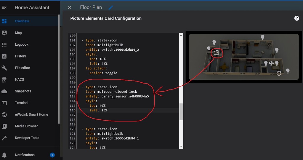 How To Show The Current State Of The Door Sensor In Picture Elements 