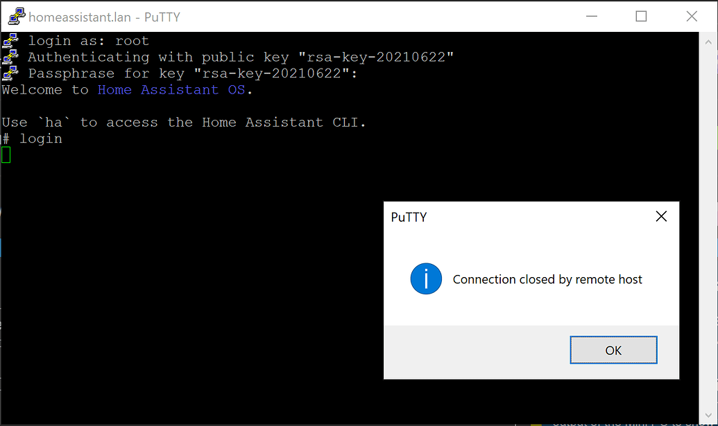 Can't log in after ssh to the the host - Configuration - Home Assistant ...