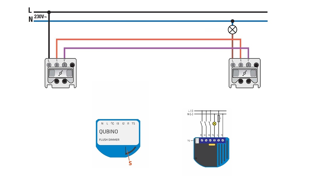 Wiring Qubino Flush Dimmer to multiway switches Hardware Home