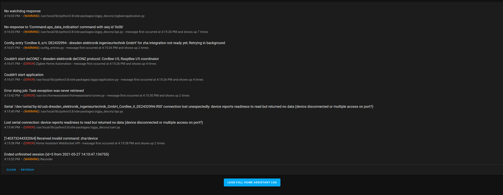 ConbeeII Error log - Zigbee - Home Assistant Community