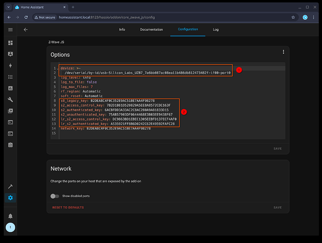 Z-Wave JS add-on configuration