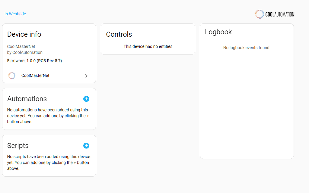 Cannot Delete Device CoolMasterNet Configuration Home Assistant