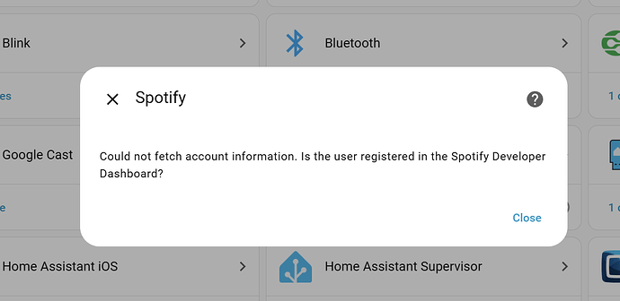 Issue installing Spotify integration - Third party integrations - Home ...