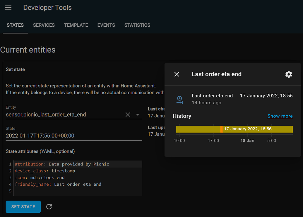 Picnic time offset (timezone?) in ETA sensor Third party