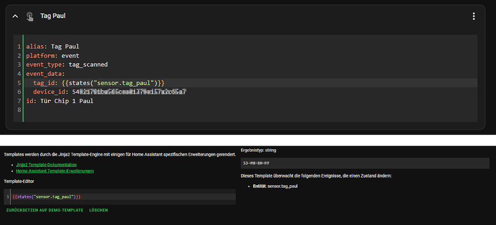 Replace tag_id with sensor value in trigger event type: tag_scanned ...