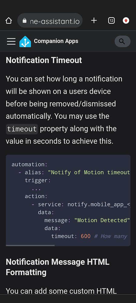 Home Notification Remove the sent notification automatically - Home Assistant Companion ...
