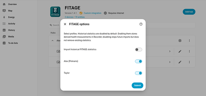 FITAGE statistics privacy option