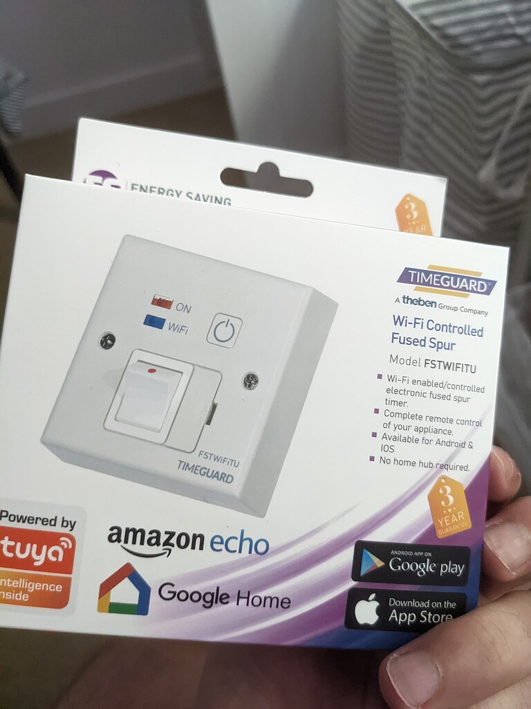 Switch fused, WiFi controlled, 13A, Tuya integration (Timeguard