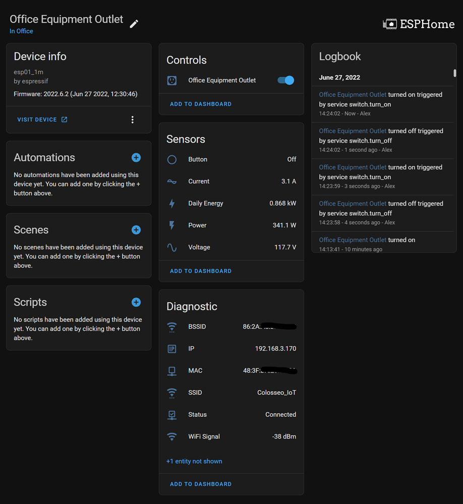Sonoff S31 Outlet with ESPHome Example YAML ESPHome Home