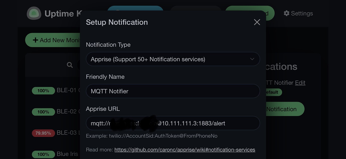 Uptimekuma to homeassistant Third party integrations Home
