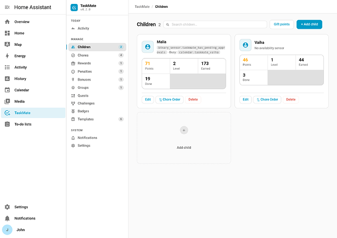 TaskMate admin panel