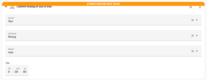 Sun rising condition test fails - Configuration - Home Assistant Community