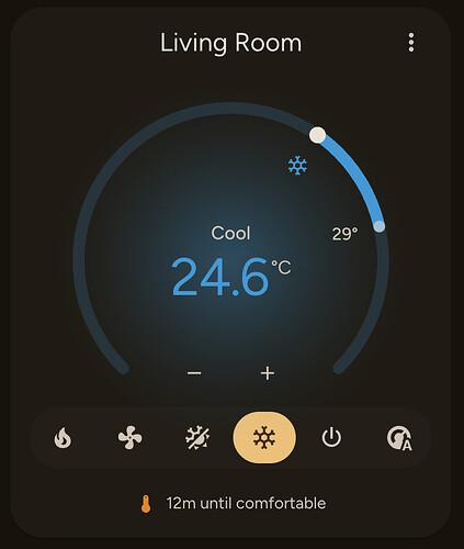 Comfort feature: time until the room feels comfortable