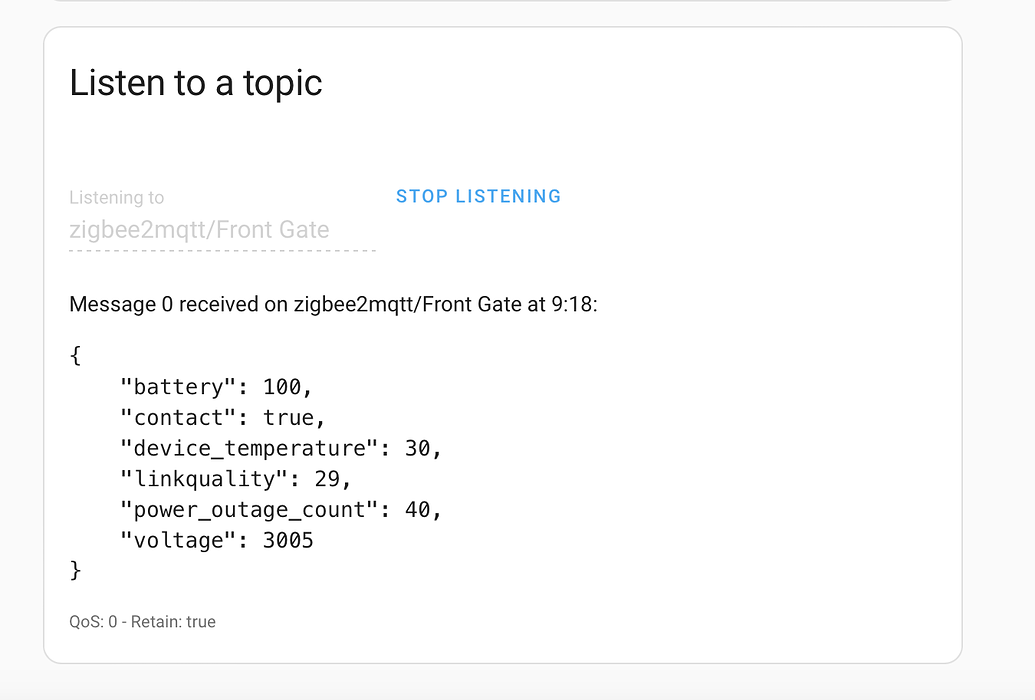 Zigbee2MQTT > Aqara Door Sensor > MQTT Cover State Zigbee Home