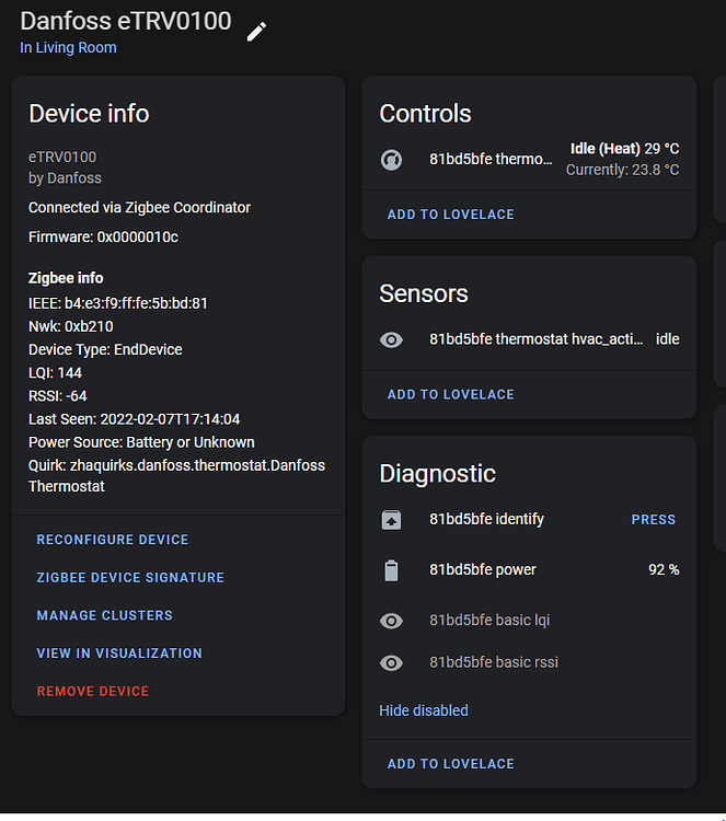 Danfoss Ally eTRV entities Configuration Home Assistant Community
