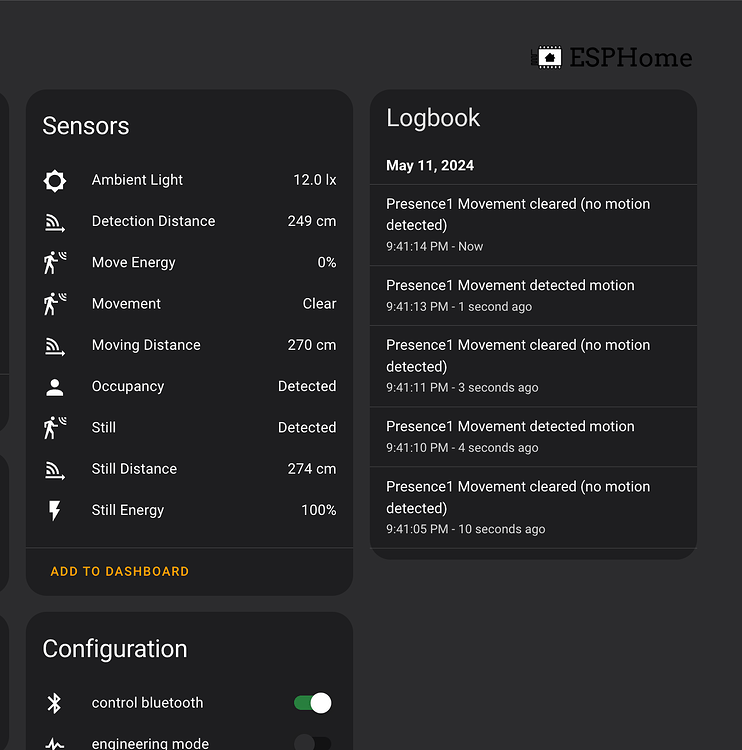 mmWave presense sensor, Bluetooth proxy & ambient light sensor ...