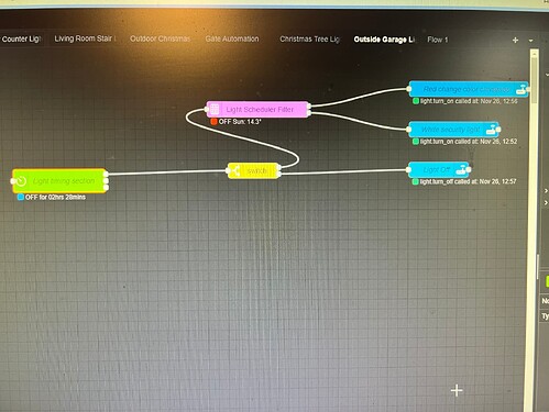 Node Red code noob here - turn light on, set color, then change color ...