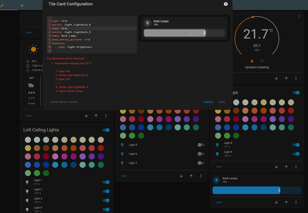 New Tile Card Control Two Lights one Brightness Slider Configuration Home Assistant Community