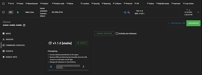 ZWave JS UI - ZWA-2 Upgrade Showing