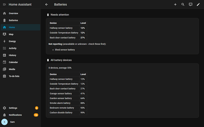 Battery report dashboard (demo devices)