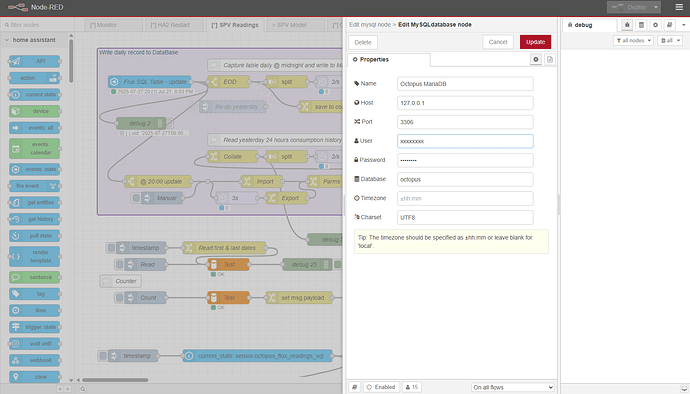 Using Node-RED to write and read Maria database