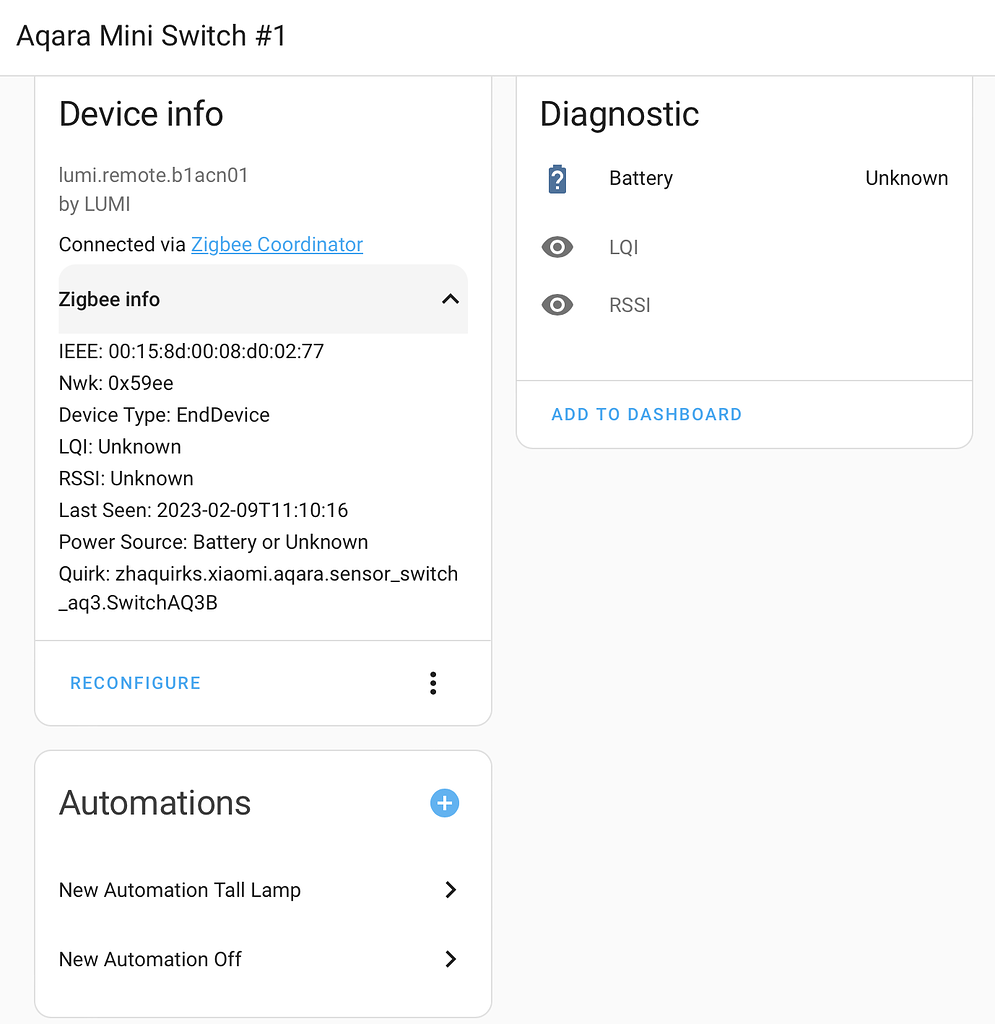 Aqara Mini Switch / Zigbee setup Configuration Home Assistant Community