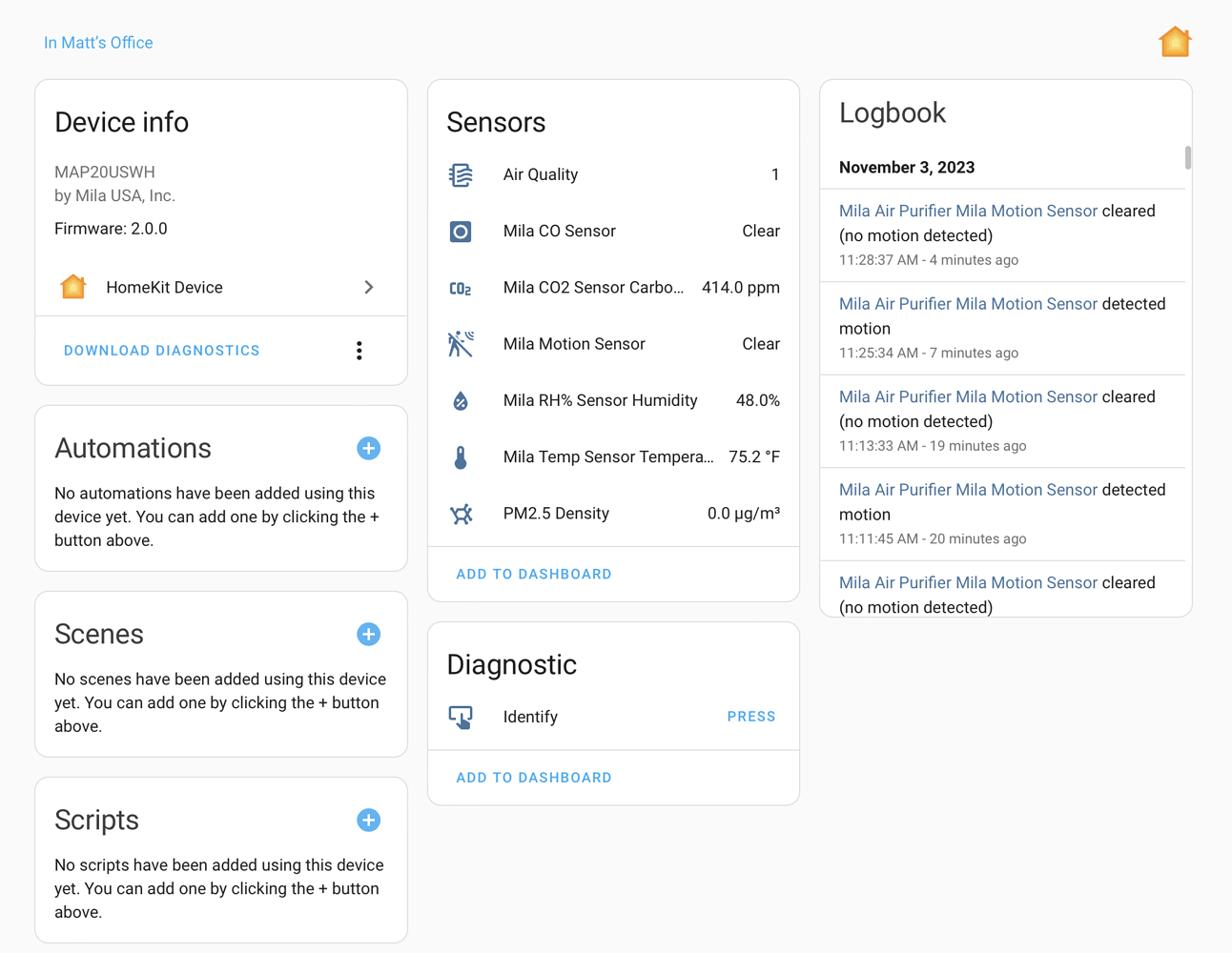 Mila Air Filter with HomeKit Hardware Home Assistant Community