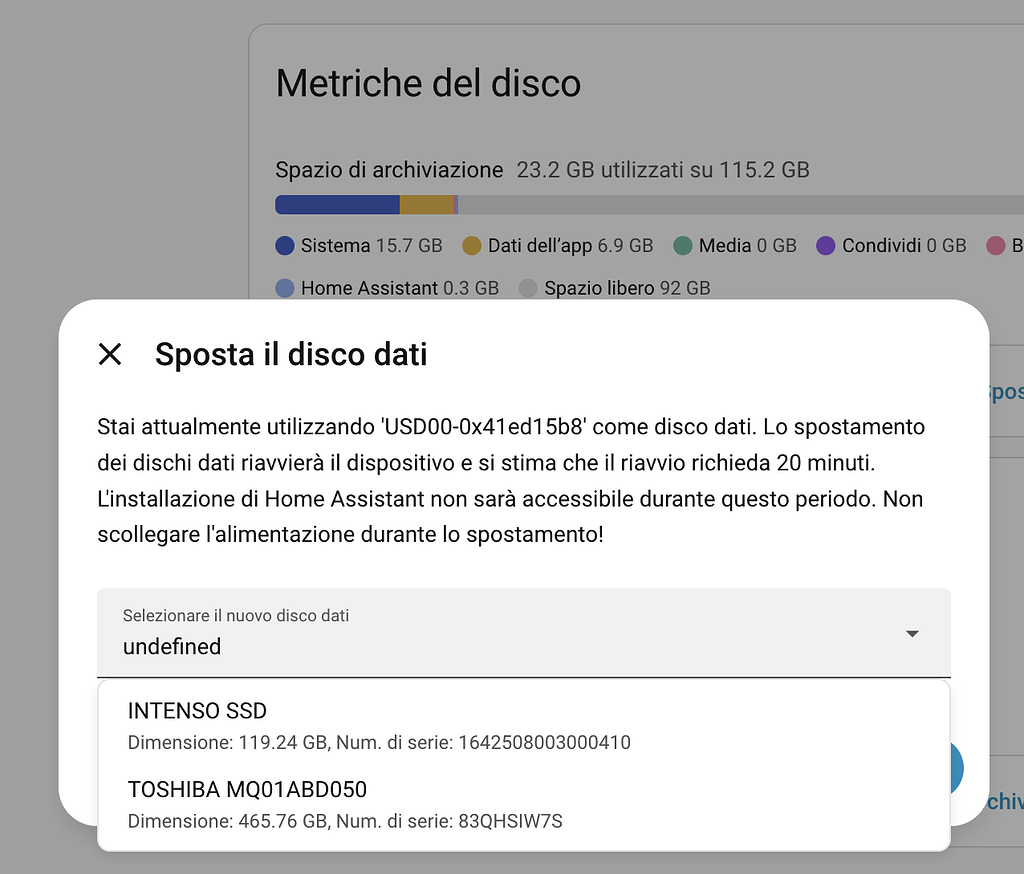 Unable to select SSD when moving data disk