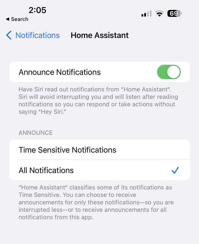 IOS 16 TTS Notifications Audio Home Assistant Companion for Apple