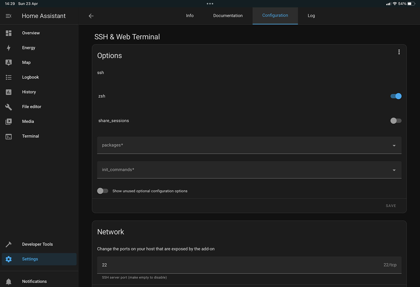 Home Assistant Community Addon SSH &  Terminal Home Assistant OS