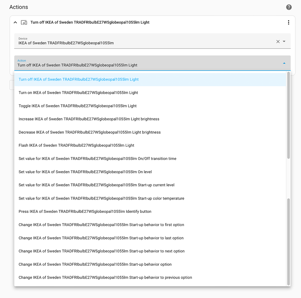 Tradfri 1055lm Bulb automation with ZHA Configuration Home