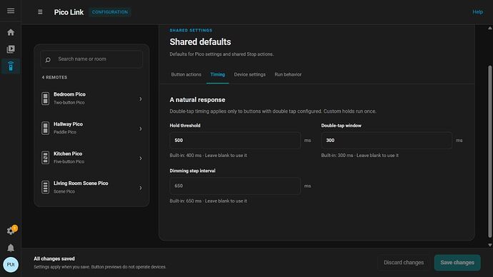Shared timing defaults