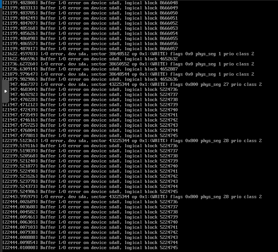 Buffer I/O error on device sda8 [proxmox VM] Installation Home