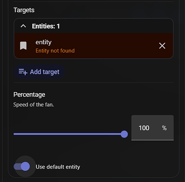 Errors when using "Use default entity"