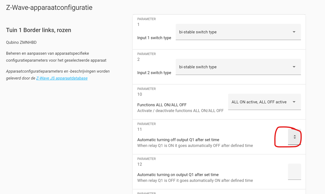 Use device configuration to change zwave parameter ZWave Home