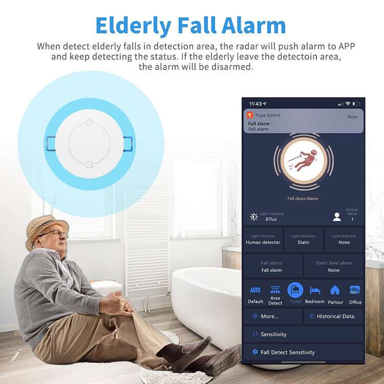 Taichuan zigbeeTuya Wifi Human Body Detector Elderly Fall Sensor