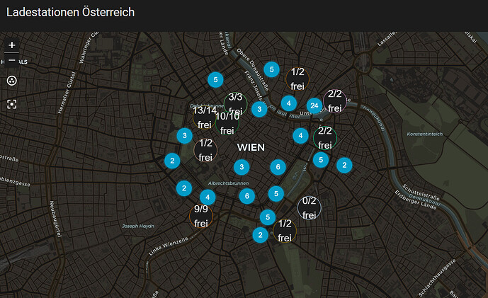 The auto-generated dashboard map with live availability markers
