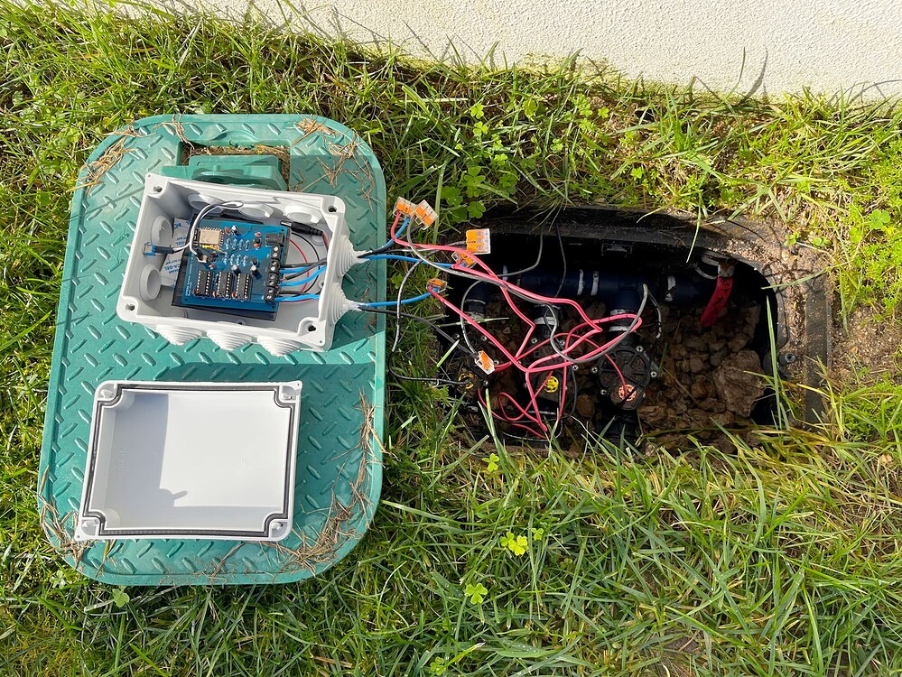 A battery powered ESP8266 lawn irrigation controller operated from HA